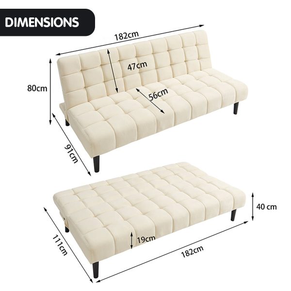 Piedmont Faux Suede Fabric Sofa Bed Furniture Lounge Seat – Beige