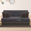 Greece 3 Seater Linen Fabric Wood Sofa Bed Lounge Couch – Dark Grey