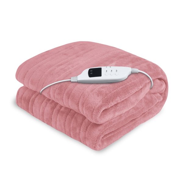 Laura Hill Heated Electric Blanket Throw Rug Coral Warm Fleece – Pink