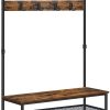 Coat Rack Stand with 9 Hooks and Shoe Rack with Industrial Style Sturdy Steel Frame