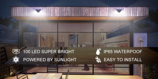 100 Waterproof LED Motion Sensor Solar Security Lights Outdoor – 2