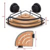 2 Pack Bamboo Corner Shower Caddy Shelf Basket Rack with Premium Vacuum Suction Cup No-Drilling for Bathroom and Kitchen – Round