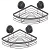 2 Pack Corner Shower Caddy Shelf Basket Rack with Premium Vacuum Suction Cup No-Drilling for Bathroom and Kitchen – Round
