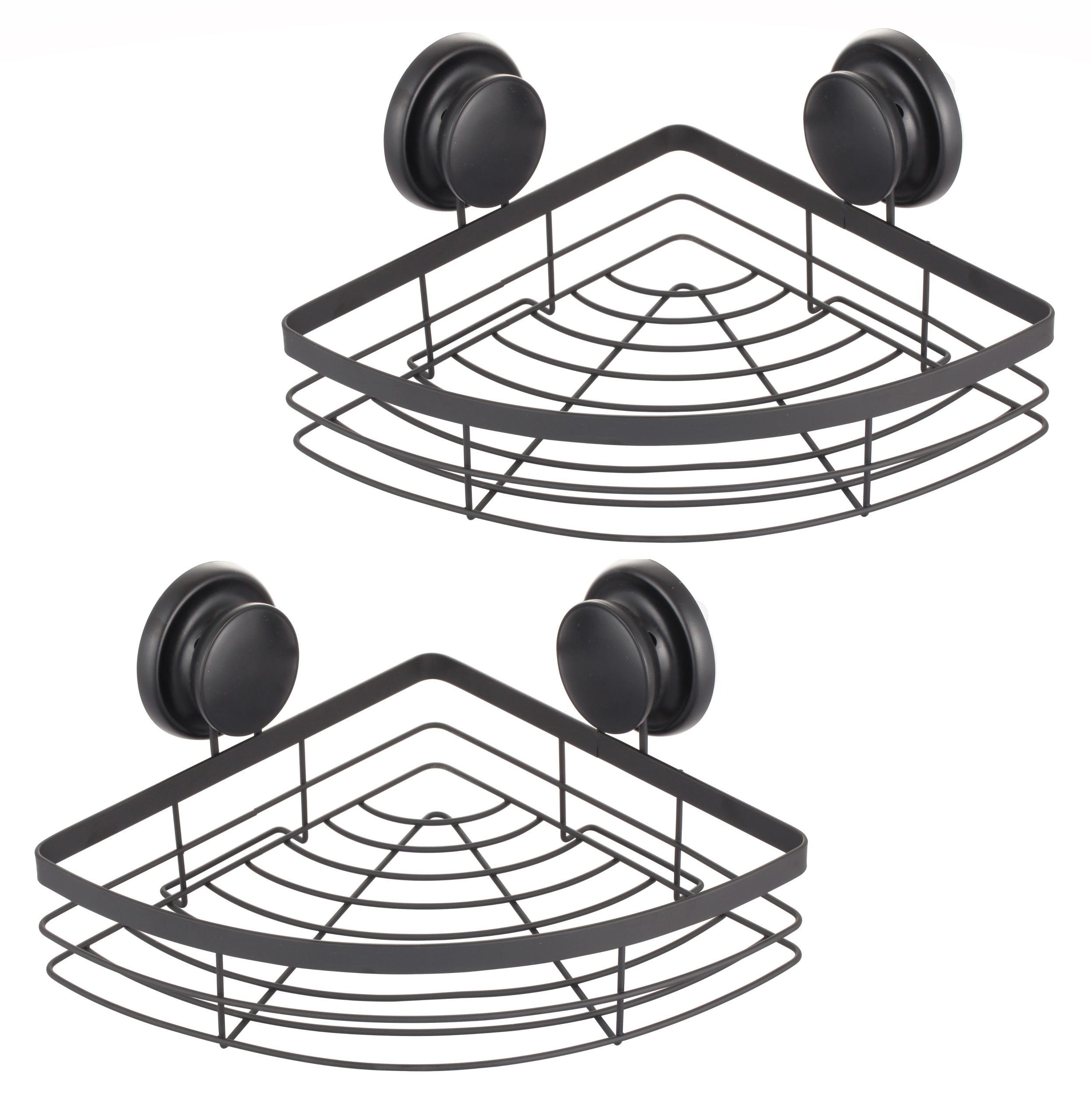2 Pack Corner Shower Caddy Shelf Basket Rack with Premium Vacuum Suction Cup No-Drilling for Bathroom and Kitchen