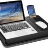 Portable Laptop Desk with Device Ledge, Mouse Pad and Phone Holder for Home Office – 55×35.5 cm, Black