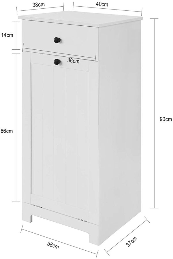 White Bathroom Cabinet with Laundry Basket and Drawer