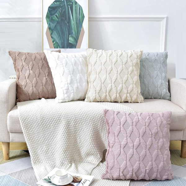 2 Pack Decorative Boho Throw Pillow Covers 45 x 45 cm – White