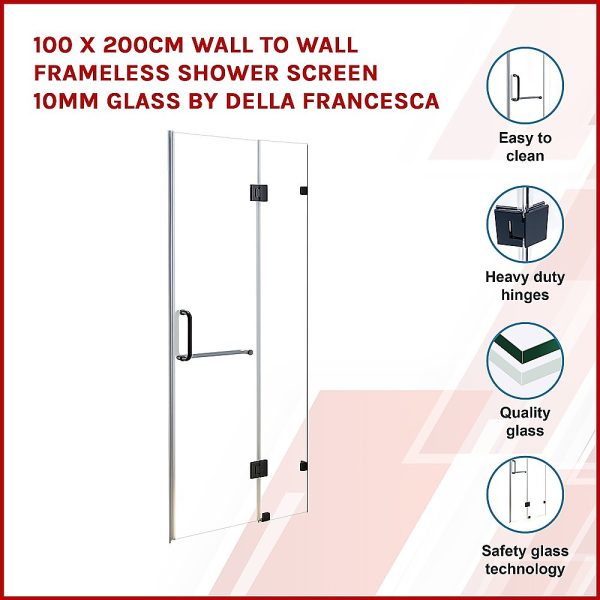 Wall to Wall Frameless Shower Screen 10mm Glass By Della Francesca