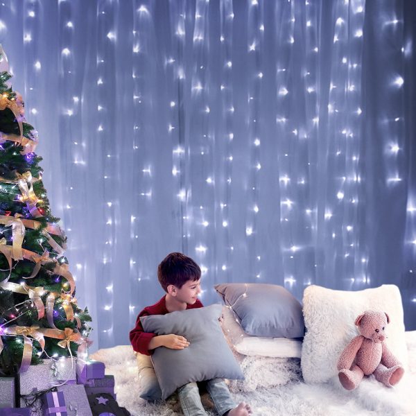 Jingle Jollys 6X3M Christmas Curtain Lights 600LED – White