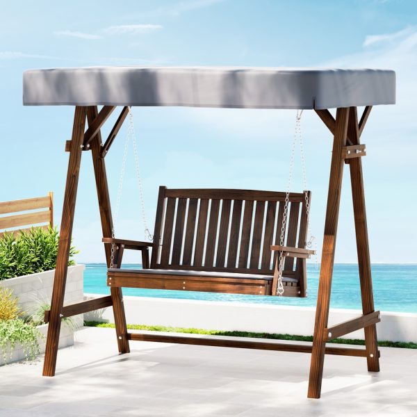 Swing Chair Wooden Garden Bench Canopy Outdoor Furniture