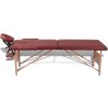 Foldable Massage Table 2 Zones with Wooden Frame – Red