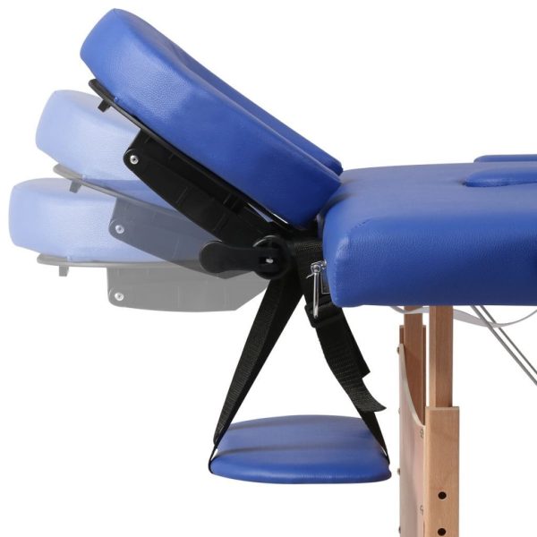 Foldable Massage Table 3 Zones with Wooden Frame – Blue