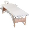 Foldable Massage Table 3 Zones with Wooden Frame – Cream White