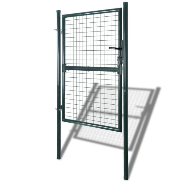 Fence Gate Steel Green – 100×200 cm