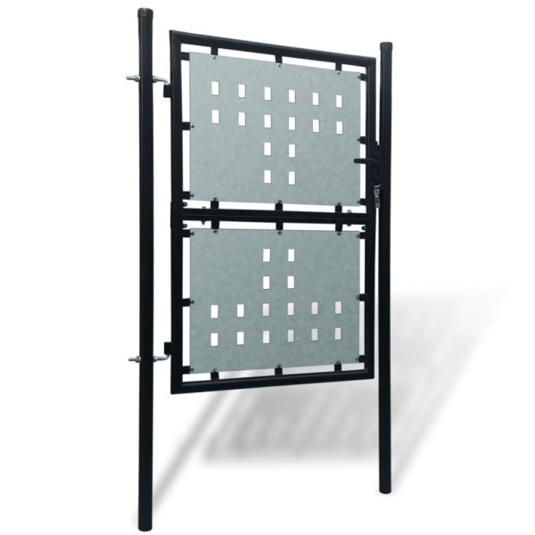 Black Single Door Fence Gate – 100×175 cm