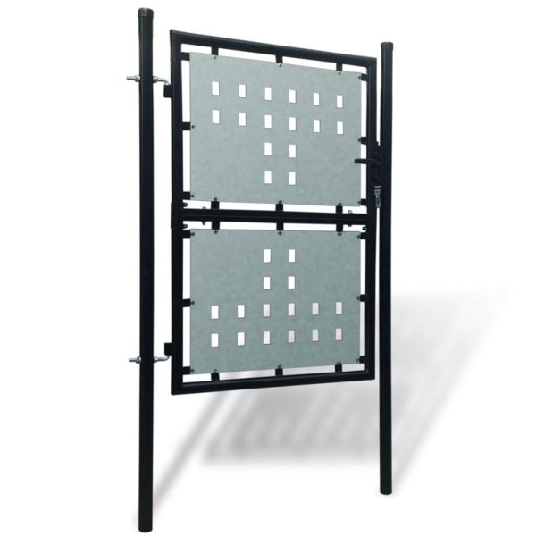 Black Single Door Fence Gate – 100×225 cm