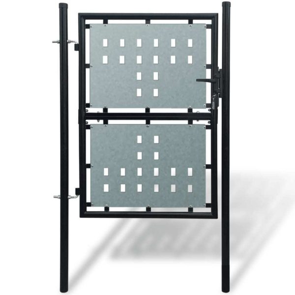Black Single Door Fence Gate – 100×225 cm
