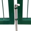 Garden Fence Gate with Posts Steel Green – 350×140 cm