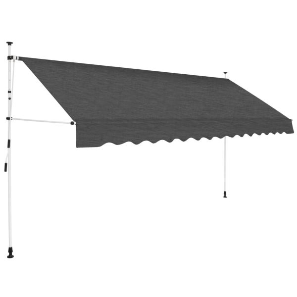 Manual Retractable Awning Stripes – Anthracite, 350 cm