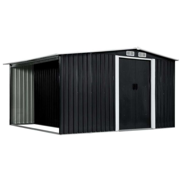 Garden Shed with Sliding Doors – 329.5x259x178 cm, Anthracite
