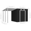 Garden Shed with Extended Roof Steel – 346x193x181 cm, Anthracite