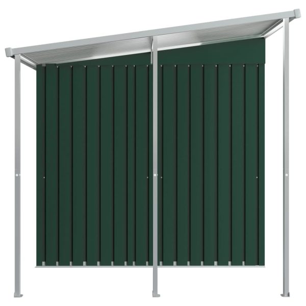 Garden Shed with Extended Roof Steel – 346x193x181 cm, Green