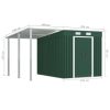 Garden Shed with Extended Roof Steel – 346x236x181 cm, Green