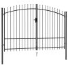 Fence Gate Double Door with Spike Top Steel Black – 3×1.75 m