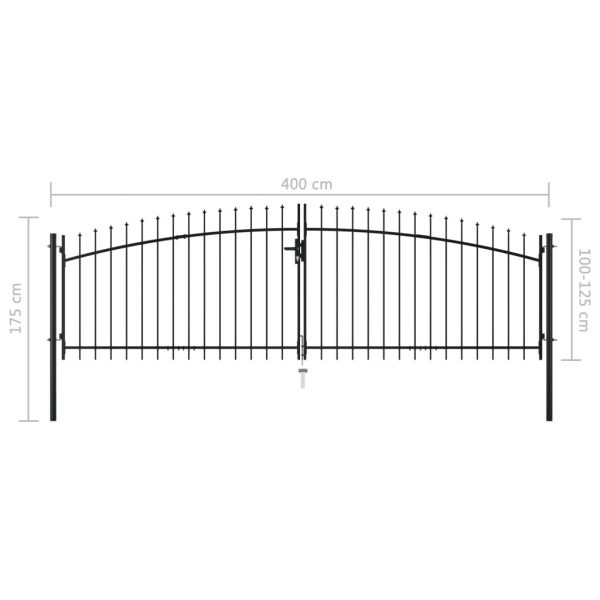Double Door Fence Gate with Spear Top – 400×175 cm