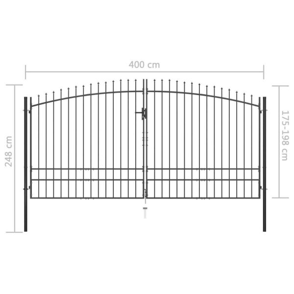 Double Door Fence Gate with Spear Top – 400×248 cm