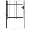 Fence Gate Single Door with Steel Black – 1×1 m, Arched Top