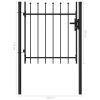 Fence Gate Single Door with Steel Black – 1×1 m, Spike Top