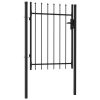 Fence Gate Single Door with Steel Black – 1×1.2 m, Spike Top