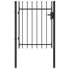 Fence Gate Single Door with Steel Black – 1×1.2 m, Spike Top