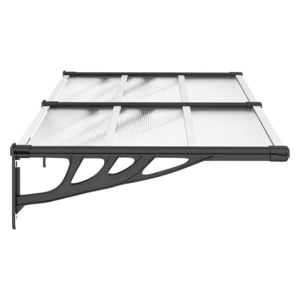 Door Canopy Black and Transparent Polycarbonate – 152.5×90 cm