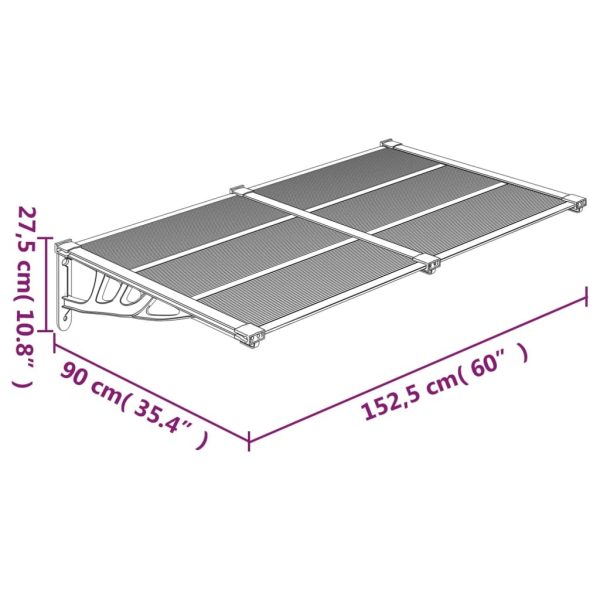 Door Canopy Black and Transparent Polycarbonate – 152.5×90 cm