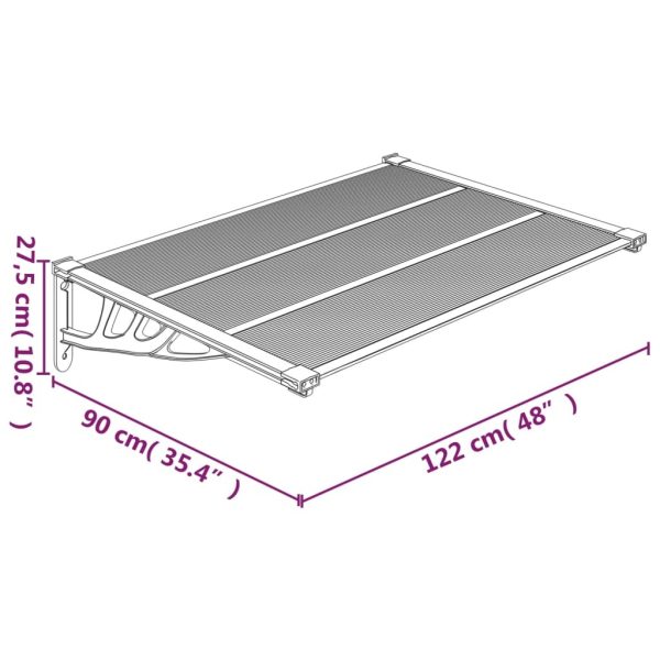 Door Canopy Black Polycarbonate – 122×90 cm