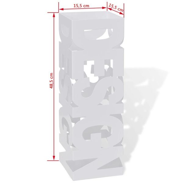 Square Umbrella Stand Storage Holder Walking Stick Steel 48.5 cm – White, Pattern 1