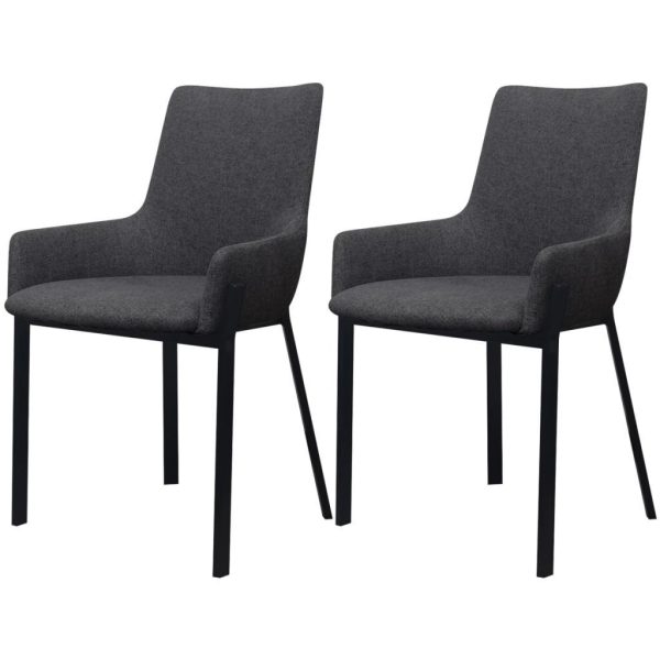 Dining Chairs 2 pcs Dark Grey Fabric