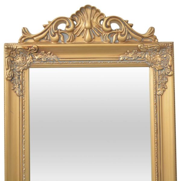 Free-Standing Mirror Baroque Style 160×40 cm – Gold