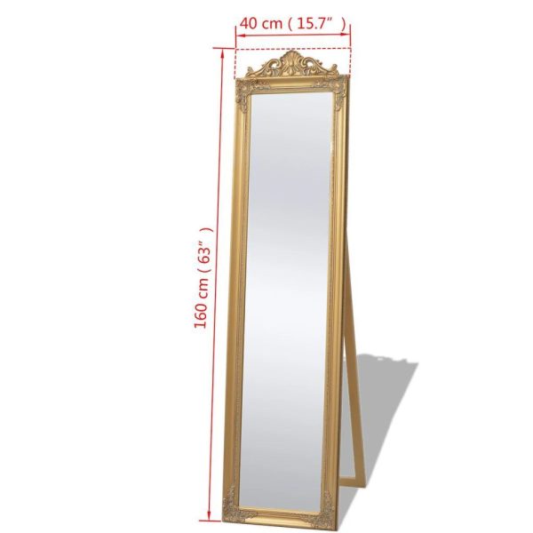 Free-Standing Mirror Baroque Style 160×40 cm – Gold