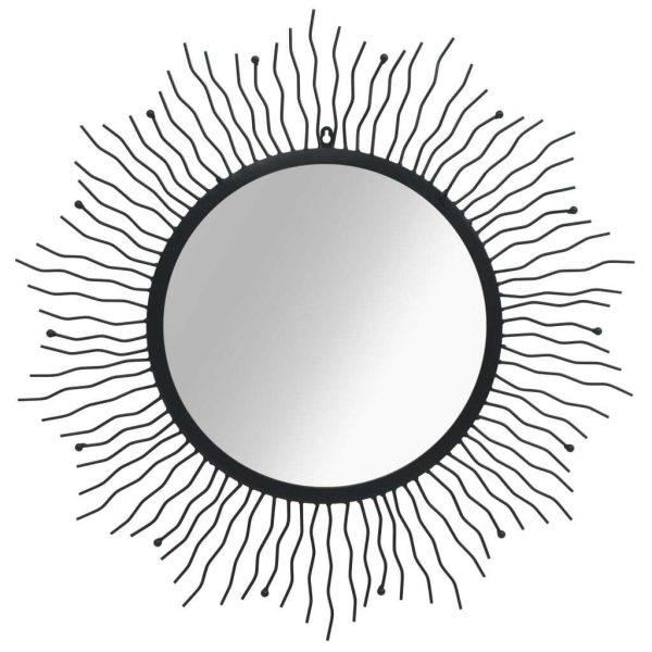 Wall Mirror Sunburst Black – 80 cm