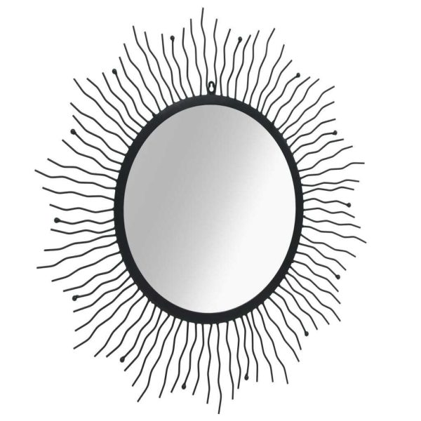 Wall Mirror Sunburst Black – 80 cm