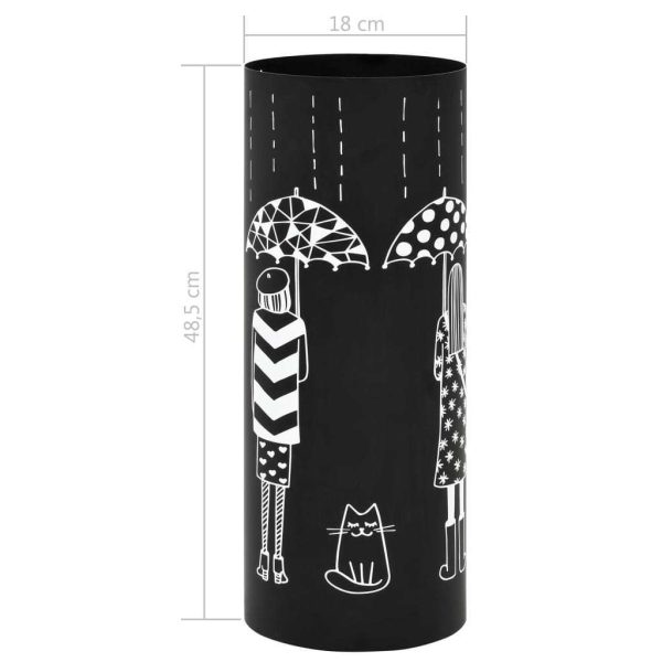 Square Umbrella Stand Storage Holder Walking Stick Steel 48.5 cm – Black, Pattern 6