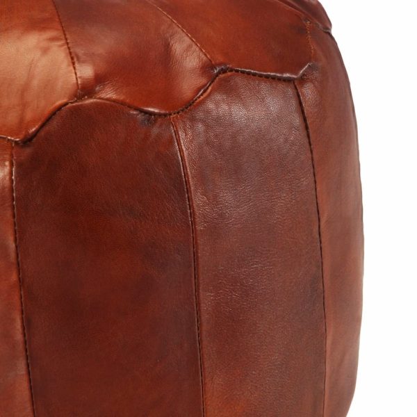 Pouffe Tan 40×35 cm Genuine Goat Leather