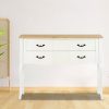 Sideboard White and Brown 110x30x85 cm Solid Wood