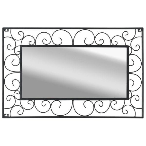 Garden Wall Mirror Rectangular Black – 50×80 cm