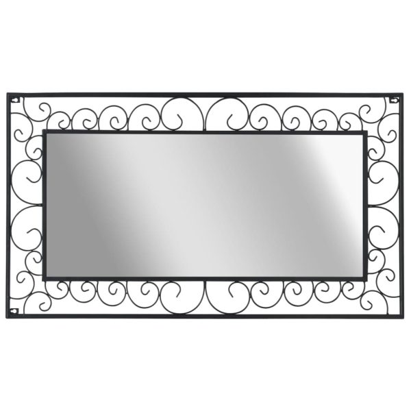 Garden Wall Mirror Rectangular Black – 60×110 cm