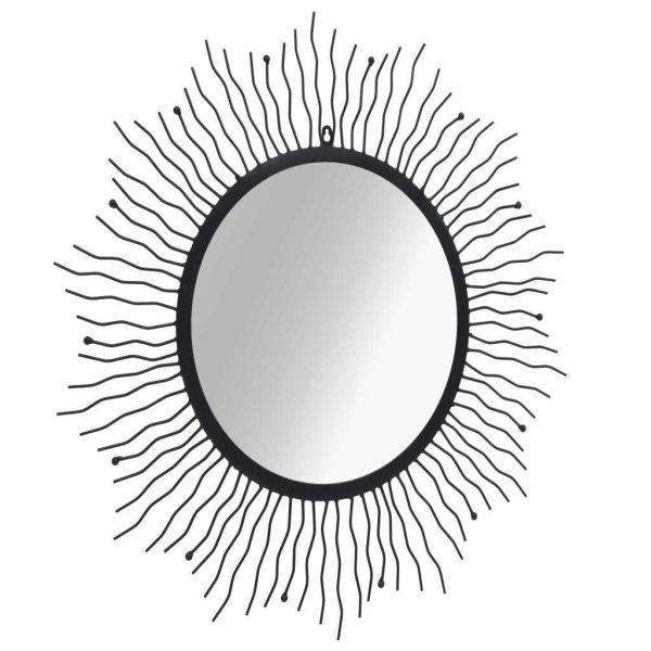 Garden Wall Mirror Sunburst Black – 80 cm