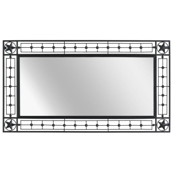 Garden Wall Mirror Rectangular Black – 60×110 cm